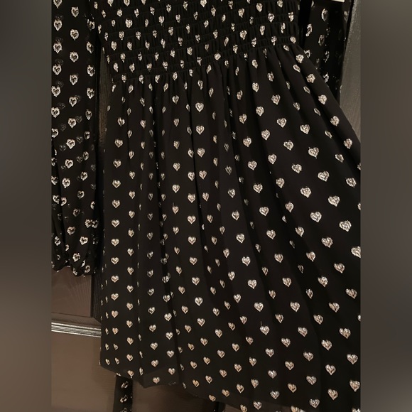 Shoshanna size 4 NWT smocked gold clip dot heart long sleeve mini dress - Picture 6 of 7